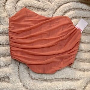 Orange Ruched One-Shoulder Top